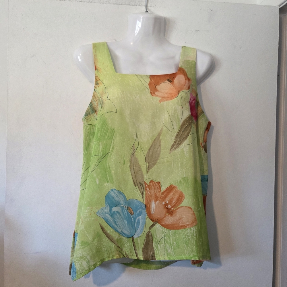 Canadian Made Raffinati Floral Green Sleeveless Top